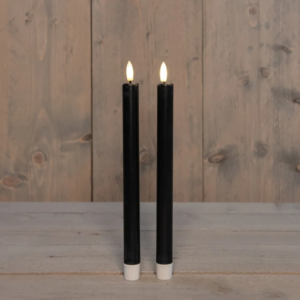 Anna's Collection LED dinerkaars Larni zwart D 2,1 H 25 cm 2 stuks