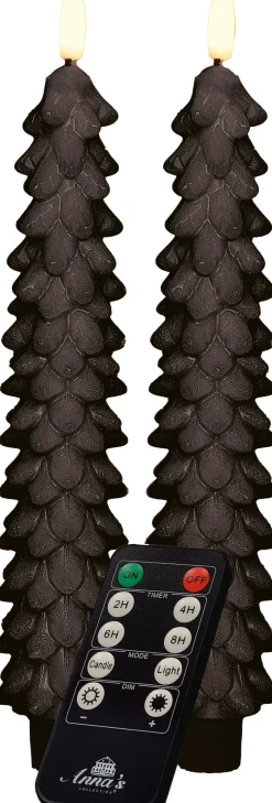 Anna's Collection LED dinerkaars Rambu kerstboom zwart D 2,2 H 23 cm