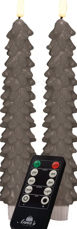 Anna's Collection LED dinerkaars Rambu kerstboom taupe D 2,2 H 23 cm