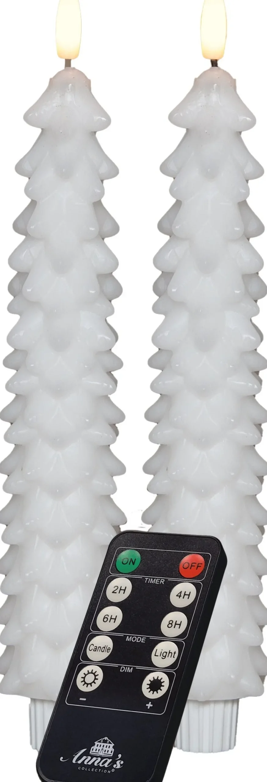 Anna's Collection LED dinerkaars Rambu kerstboom wit D 2,2 H 23 cm