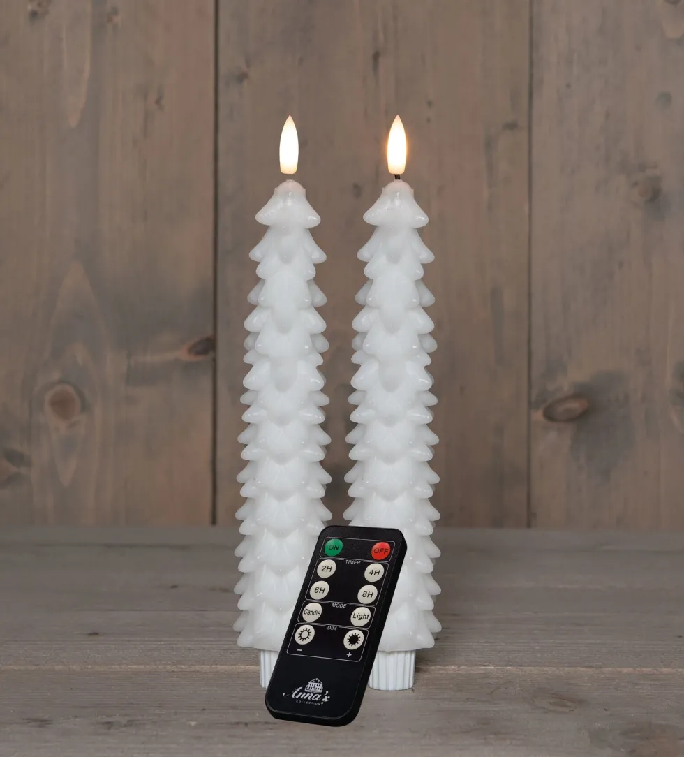 Anna's Collection LED dinerkaars Rambu kerstboom wit D 2,2 H 23 cm
