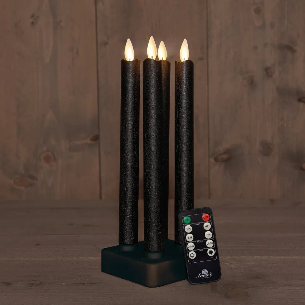 Anna's Collection LED dinerkaars Mino zwart D 2 H 23 cm 4 stuks