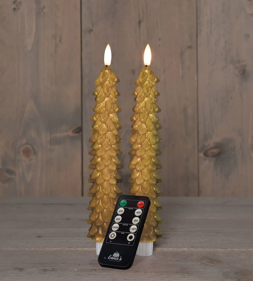 Anna's Collection LED dinerkaars Rambu kerstboom goud D 2,2 H 23 cm