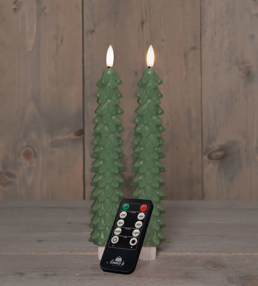 Anna's Collection LED dinerkaars Rambu kerstboom groen D 2,2 H 23 cm