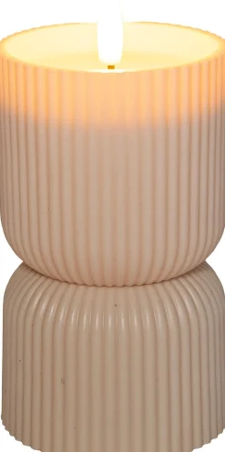 Anna's Collection LED kaars in pot beige D 8 H 15 cm