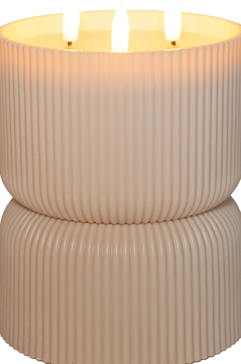Anna's Collection LED kaars in pot beige D 13 H 17 cm