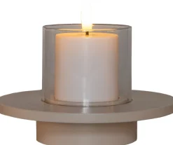 Anna's Collection LED kaars in pot beige D 8 H 14 cm