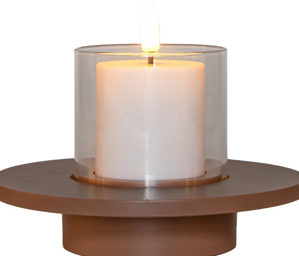 Anna's Collection LED kaars in pot terracotta D 8 H 14 cm