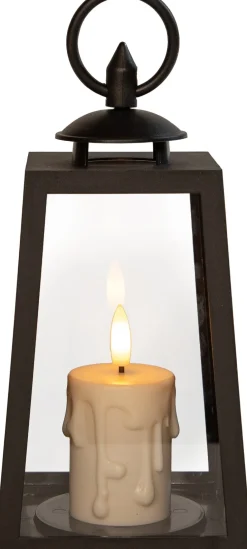 Anna's Collection LED kaars in lantaarn zwart 10 x 10 x 20,5 cm