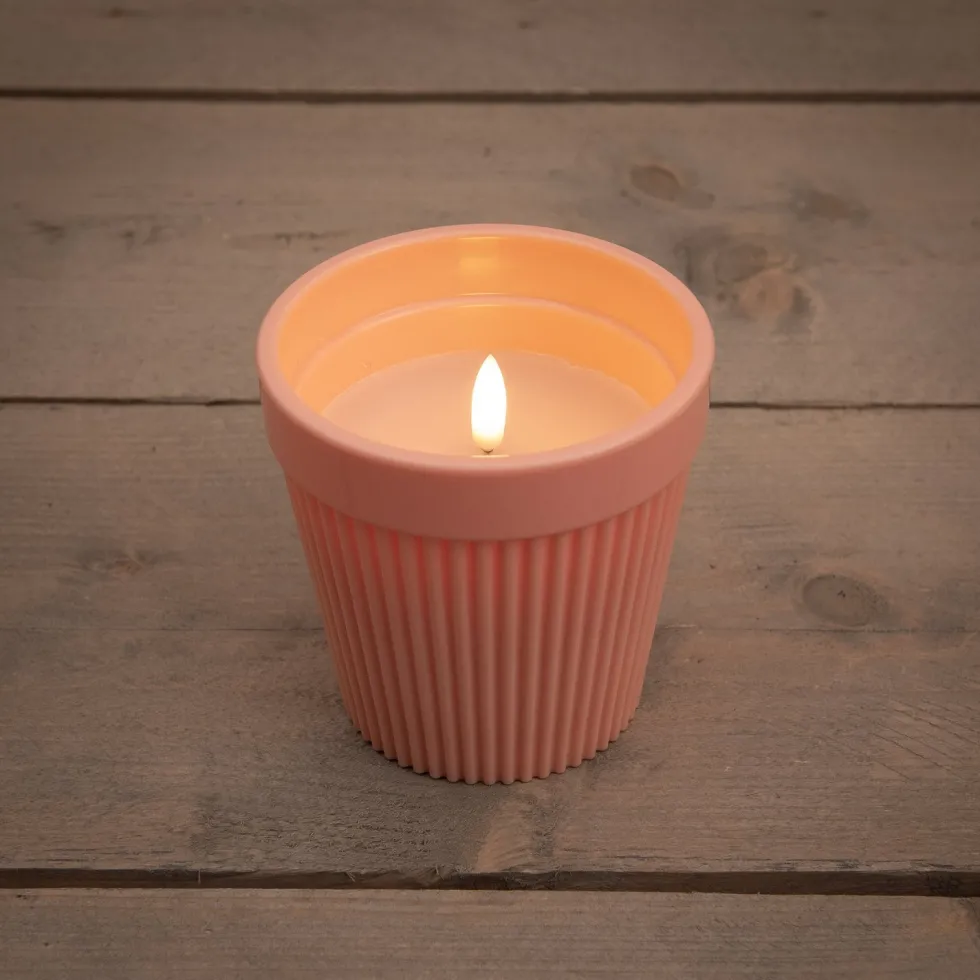 Anna's Collection LED kaars in pot roze D 11 H 11 cm