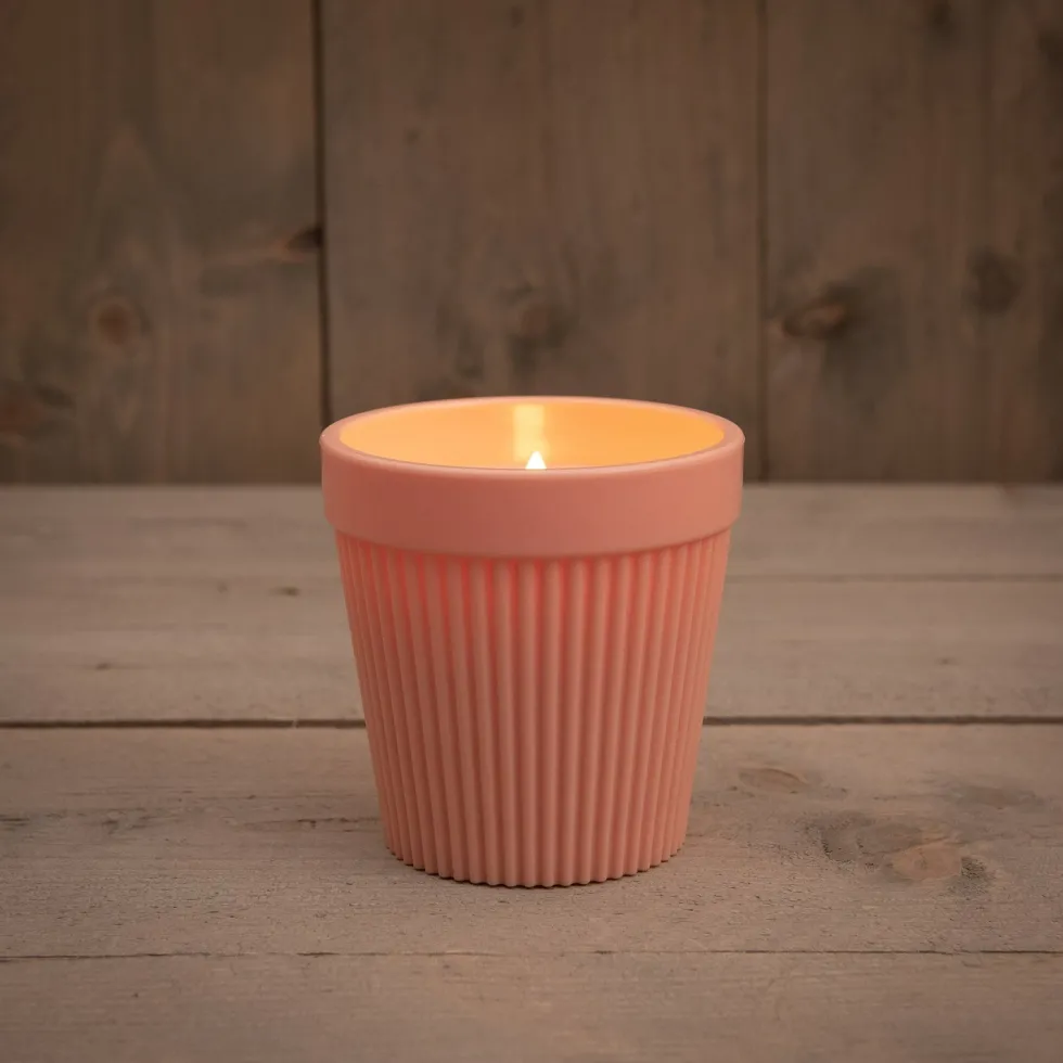 Anna's Collection LED kaars in pot roze D 11 H 11 cm