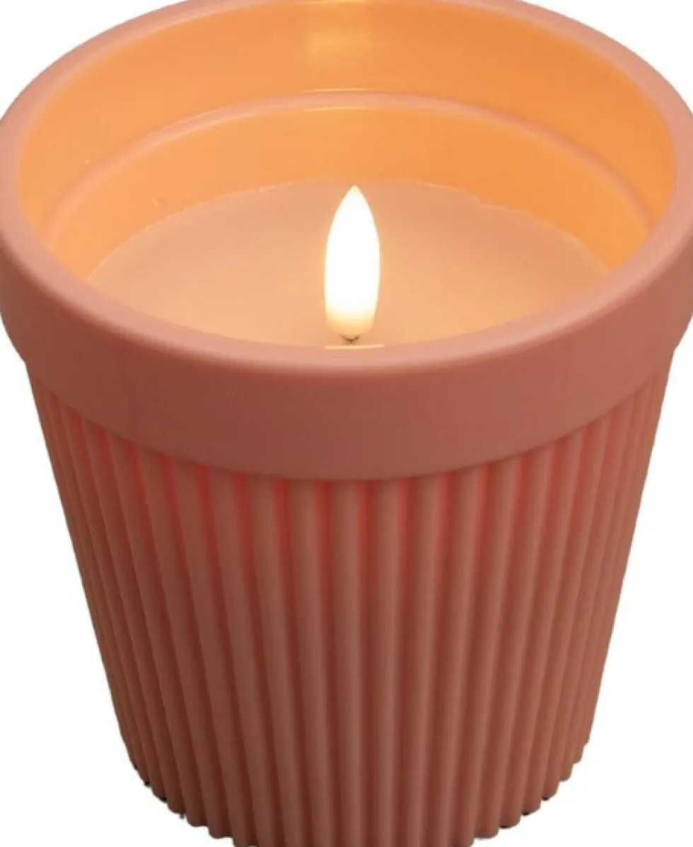 Anna's Collection LED kaars in pot roze D 11 H 11 cm