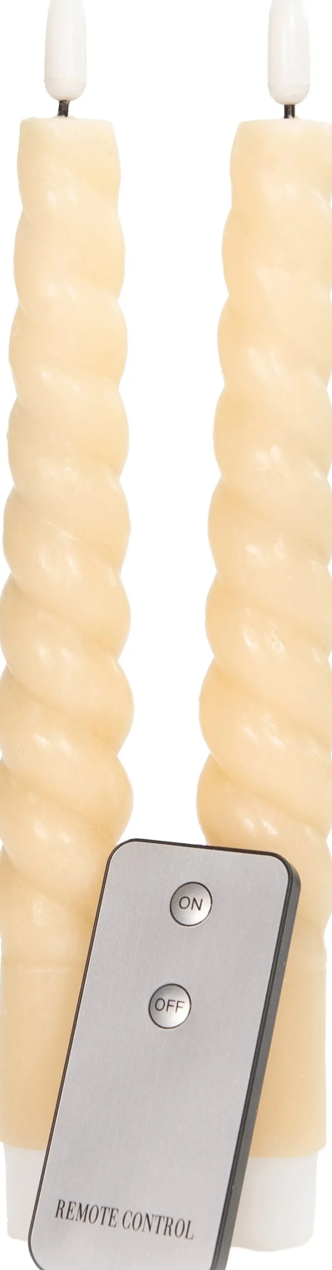 Anna's Collection LED kaars Swirl geel met afstandsbediening D 2,5 H 23 cm 2 stuks