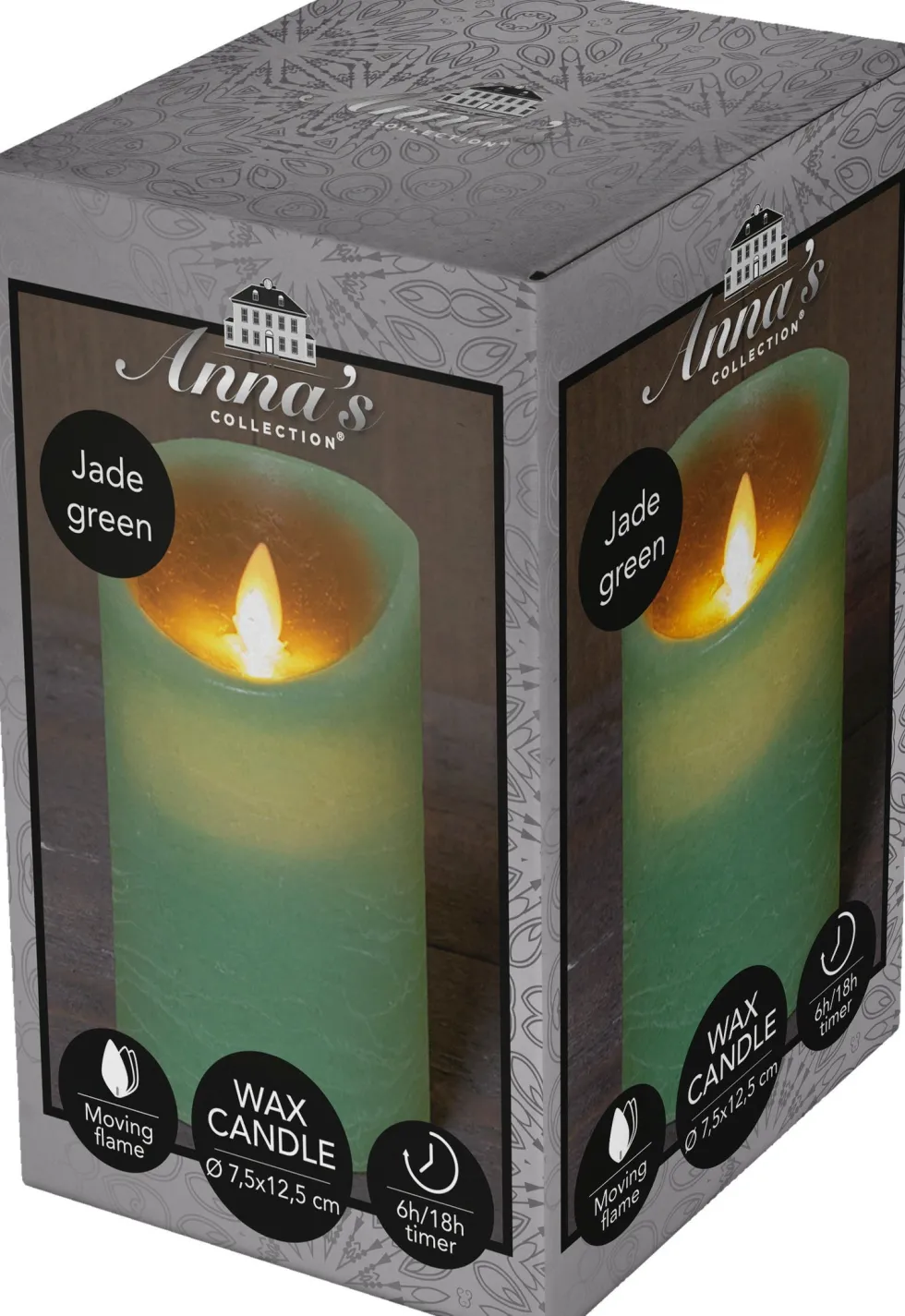 Anna's Collection LED stompkaars met timer groen D 7,5 H 12,5 cm