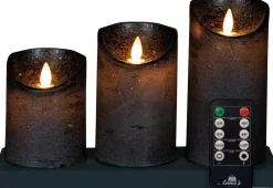 Anna's Collection LED stompkaars oplaadbaar antraciet met afstandsbediening D 11 H 19,5 cm 3 stuks