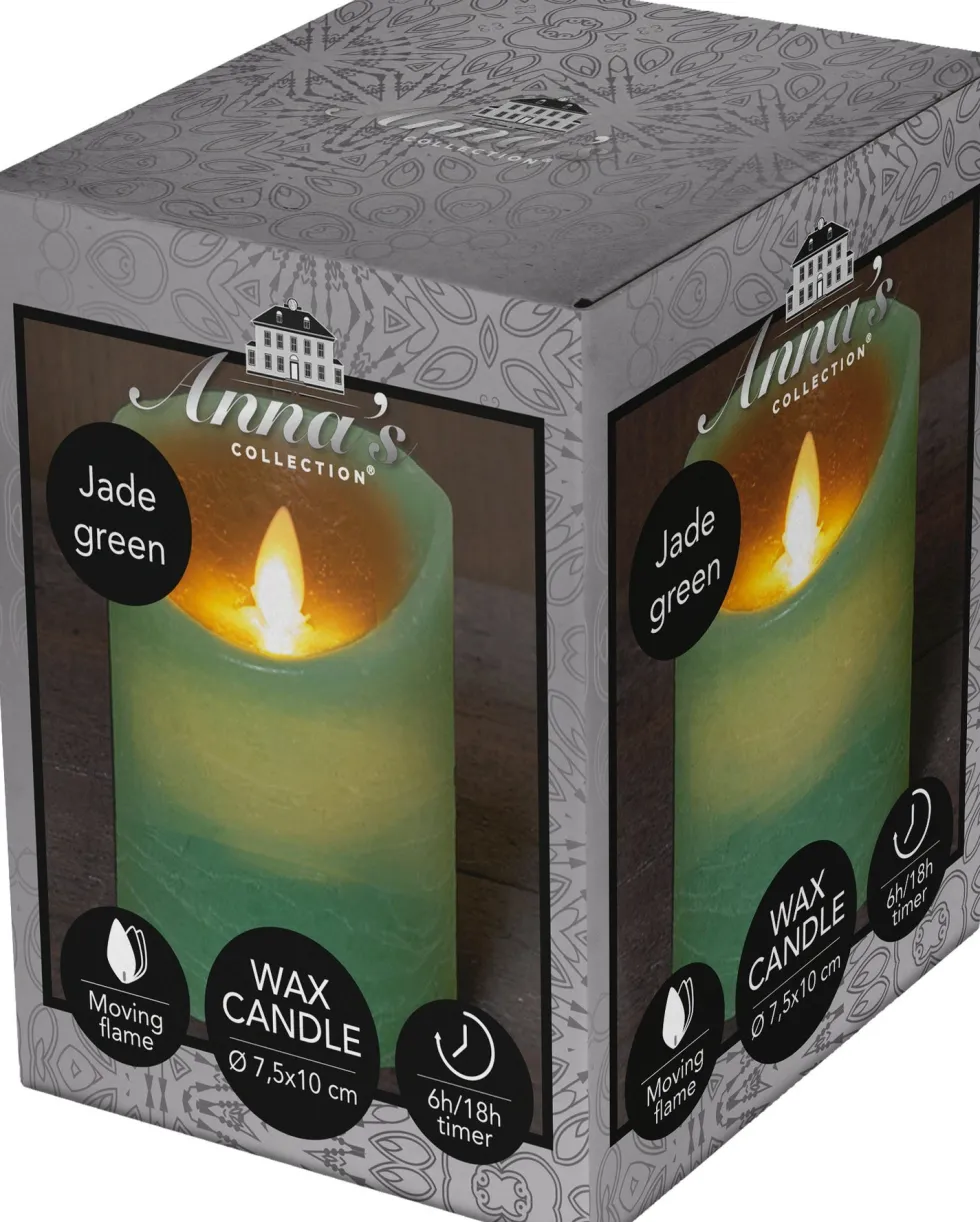 Anna's Collection LED stompkaars met timer groen D 7,5 H 10 cm