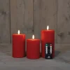 Anna's Collection LED stompkaars met afstandsbediening Majon rood D 7,5 H 10 / 12, 5 / 15 cm 3 stuks