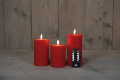 Anna's Collection LED stompkaars met afstandsbediening Majon rood D 7,5 H 10 / 12, 5 / 15 cm 3 stuks