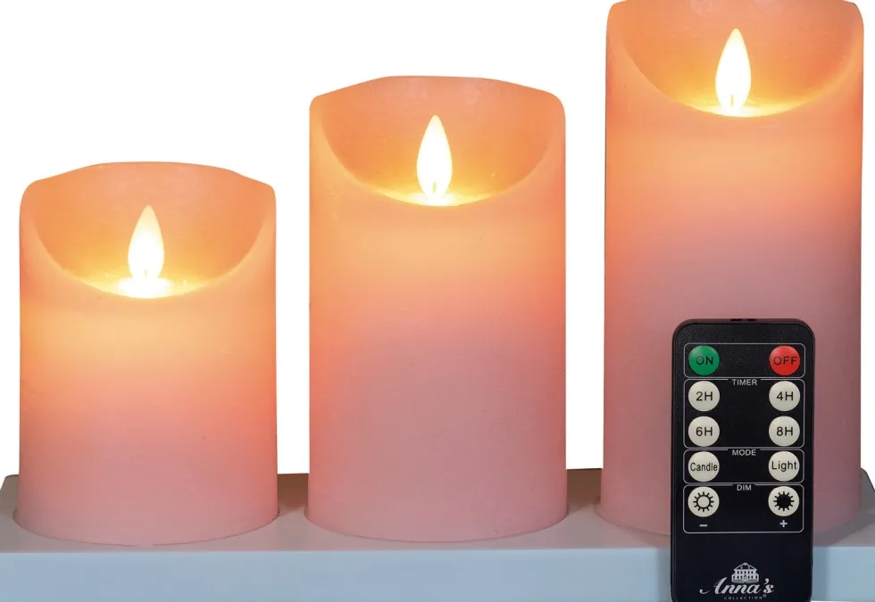 Anna's Collection LED stompkaars oplaadbaar roze met afstandsbediening D 11 H 19,5 cm 3 stuks