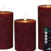 Anna's Collection LED stompkaars Majon rood D 7,5 H 10 / 12, 5 / 15 cm 3 stuks