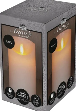 Anna's Collection LED stompkaars met timer Rustiek crème D 7,5 H 12,5 cm