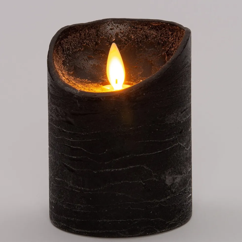 Anna's Collection LED stompkaars Rustiek zwart D 7,5 H 10 cm