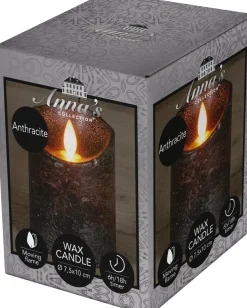 Anna's Collection LED stompkaars met timer Rustiek antraciet D 7,5 H 10 cm