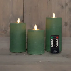 Anna's Collection LED stompkaars groen D 7,5 H 15 cm 3 stuks