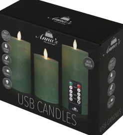 Anna's Collection LED stompkaars groen D 7,5 H 15 cm 3 stuks