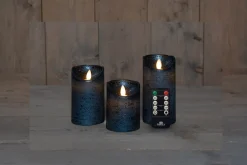 Anna's Collection LED stompkaars blauw D 7,5 H 15 cm 3 stuks