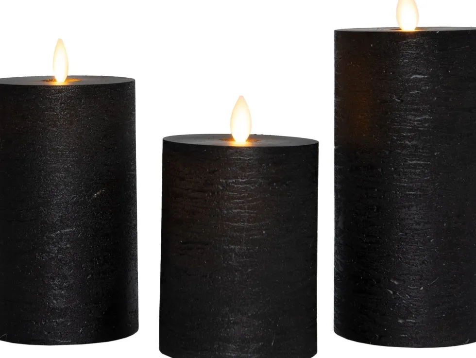 Anna's Collection LED stompkaars zwart D 7,5 H 15 cm 3 stuks
