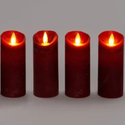 Anna's Collection LED stompkaars Rustiek rood D 5,2 H 12,5 4 stuks