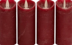 Anna's Collection LED stompkaars Rustiek rood D 5,2 H 12,5 4 stuks