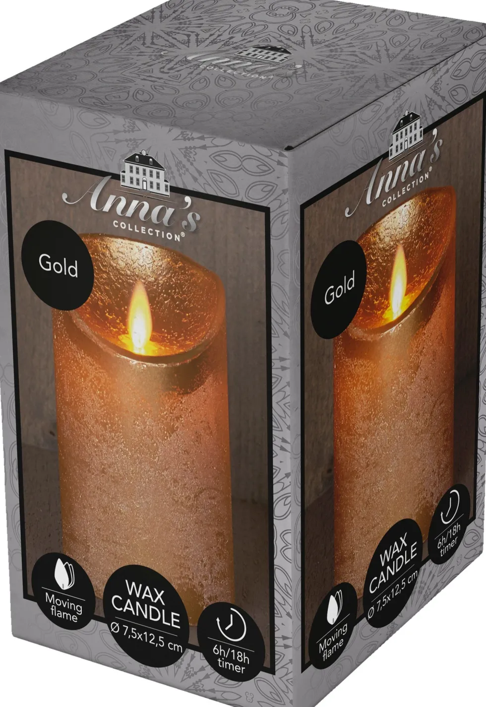 Anna's Collection LED stompkaars goud D 7,5 H 12,5 cm
