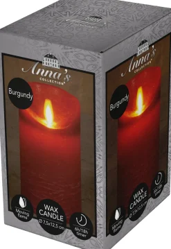 Anna's Collection LED stompkaars Rustiek rood D 7,5 H 12,5 cm