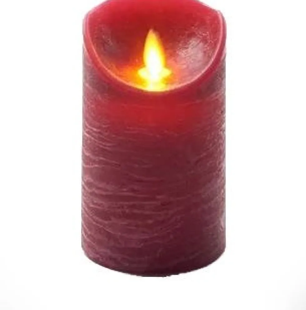 Anna's Collection LED stompkaars Rustiek rood D 7,5 H 12,5 cm