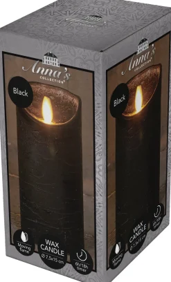 Anna's Collection LED stompkaars Rustiek zwart D 7,5 H 15 cm