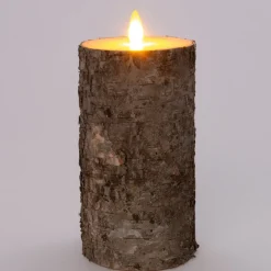 Anna's Collection LED stompkaars berkenhout structuur bruin D 9 H 15,8 cm