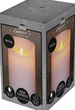 Anna's Collection LED stompkaars met timer Rustiek wit D 7,5 H 12,5 cm