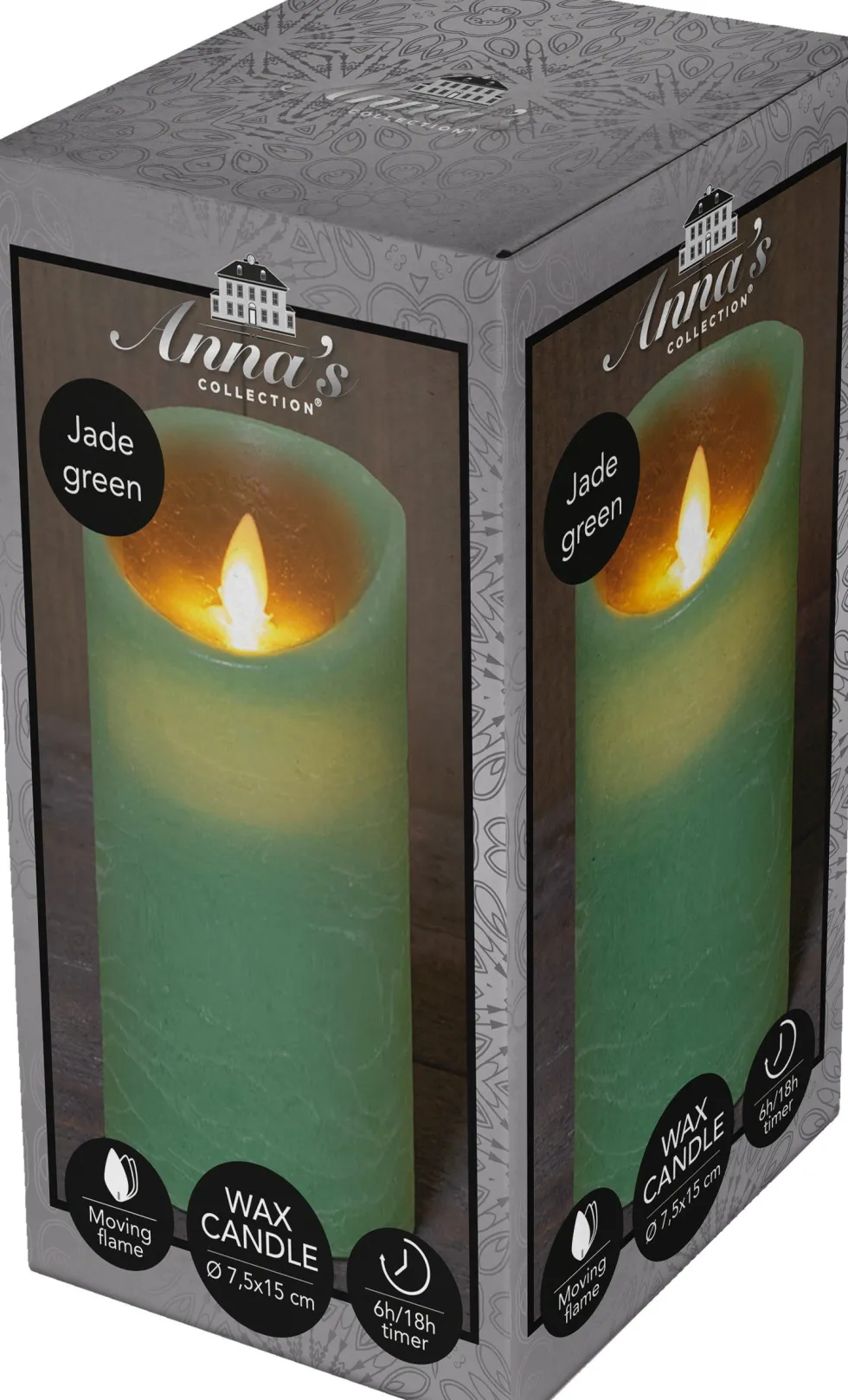 Anna's Collection LED stompkaars met timer groen D 7,5 H 15 cm