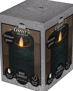 Anna's Collection LED stompkaars Rustiek donker groen D 7,5 H 10 cm