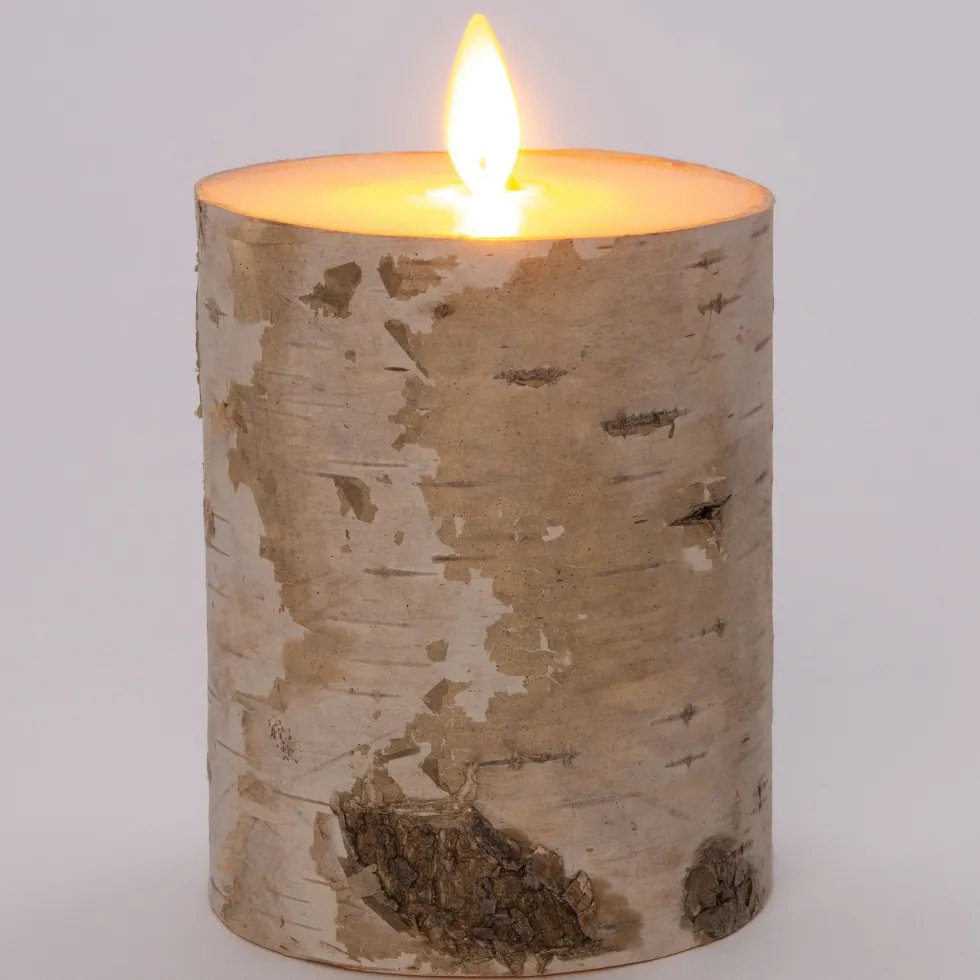 Anna's Collection LED stompkaars berk wit met timer D 9 H 10,9 cm
