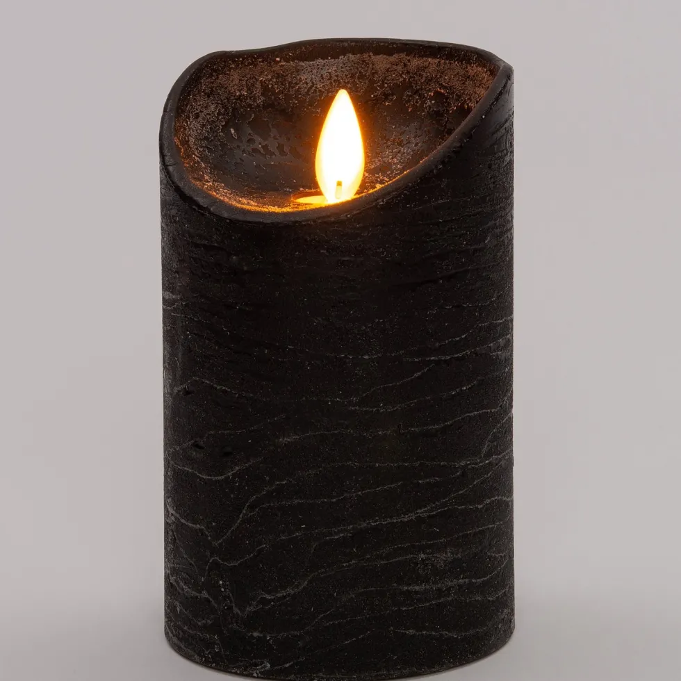 Anna's Collection LED stompkaars Rustiek zwart D 7,5 H 12,5 cm