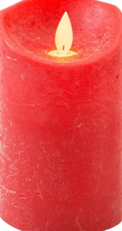 Anna's Collection LED stompkaars met timer Rustiek rood D 7,5 H 12,5 cm