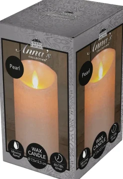 Anna's Collection LED stompkaars Rustiek parel D 7,5 H 12,5 cm