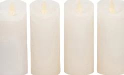 Anna's Collection LED stompkaars Rustiek wit D 5,2 H 12,5 cm 4 stuks