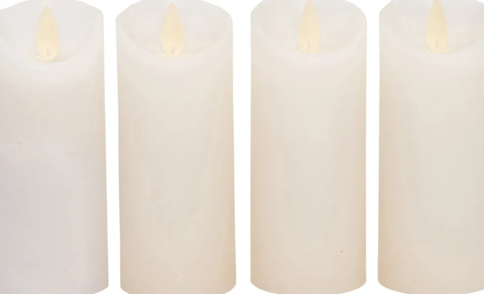 Anna's Collection LED stompkaars Rustiek wit D 5,2 H 12,5 cm 4 stuks