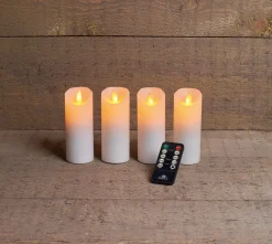 Anna's Collection LED stompkaars Rustiek wit D 5,2 H 12,5 cm 4 stuks