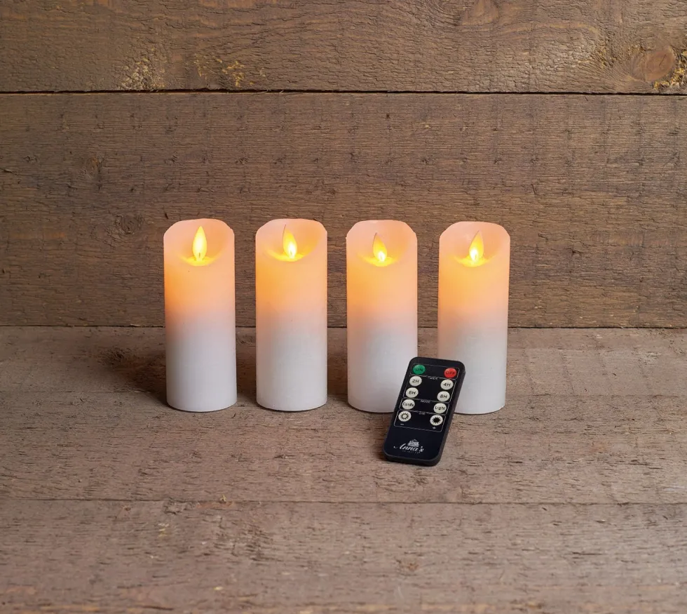 Anna's Collection LED stompkaars Rustiek wit D 5,2 H 12,5 cm 4 stuks
