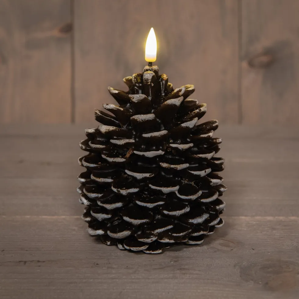 Anna's Collection LED stompkaars Podo dennenappel bruin D 14 H 12,5 cm